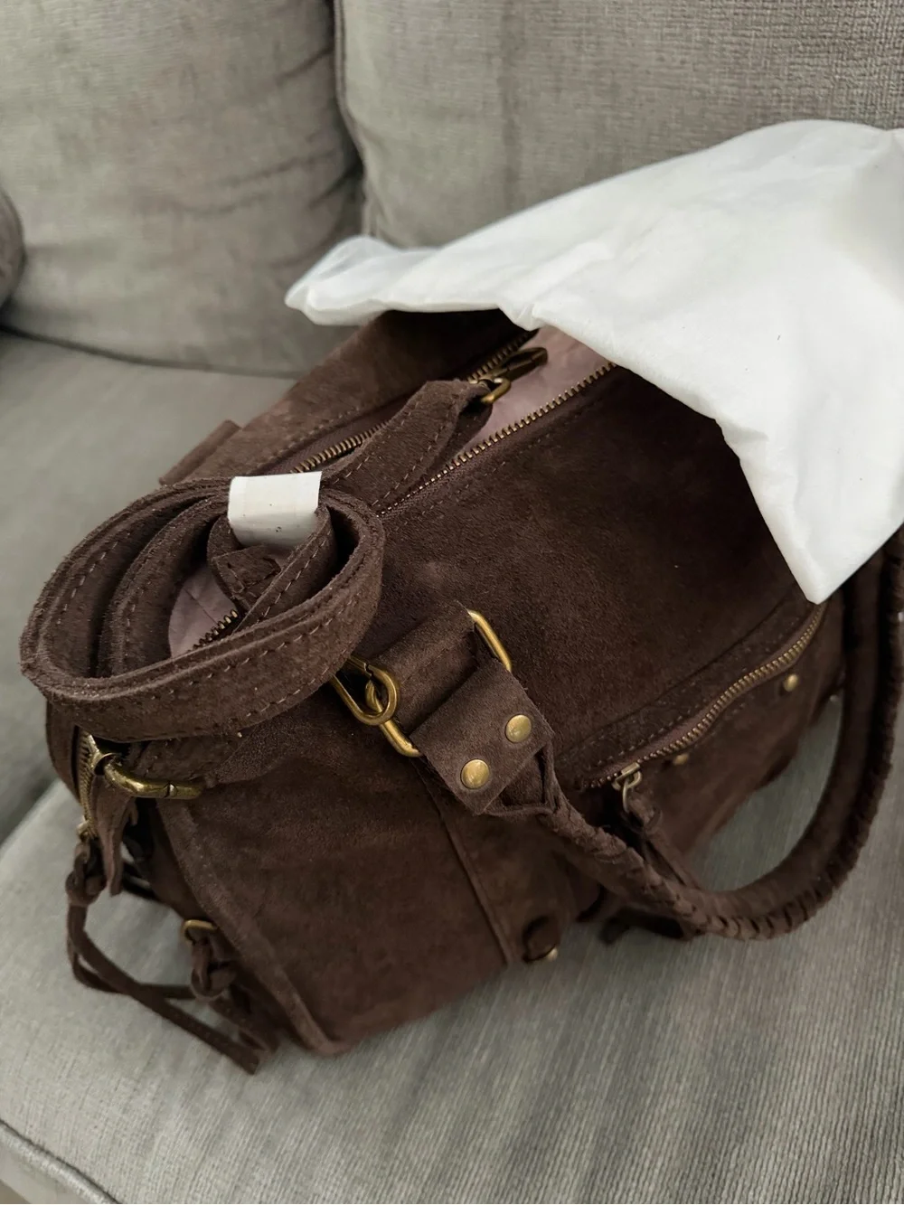 Brown Suede women’s Satchel NWT